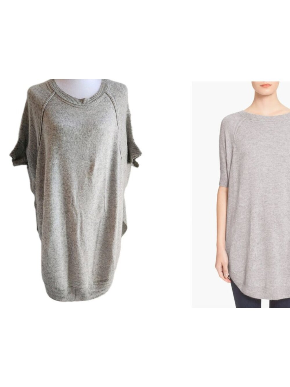 Alice + Olivia XS Parcell Short Sleeve Wool Tunic Sweater Minimalist Soft Luxe
